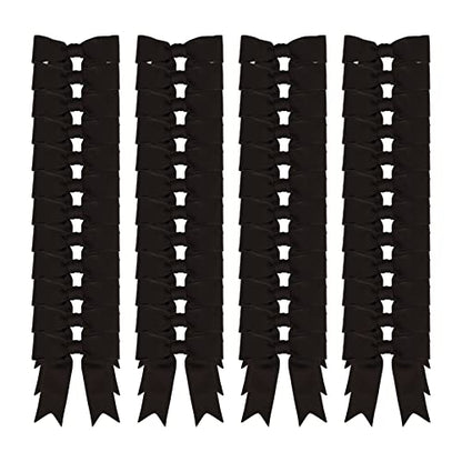 Meseey 50 Pcs 3 Inches Black Grosgrain Ribbon Twist Tie Bow Pretied Premade Craft Bows for Treat Bags Gift Wrapping Basket Wedding Baby Shower Brithday Valentine's Day Christmas Party - color: Black