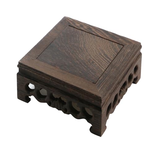 Wooden Display Stand Base 5.43" x 5.43" Square Wood Carved Pedestal - style: Square