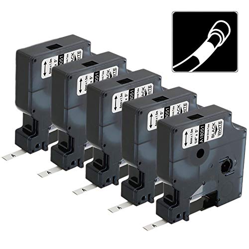 A18051 Replace for DYMO Rhino 18051 Heat Shrink Tube Labels 1/4 - color: Black on White, size: 1/4"