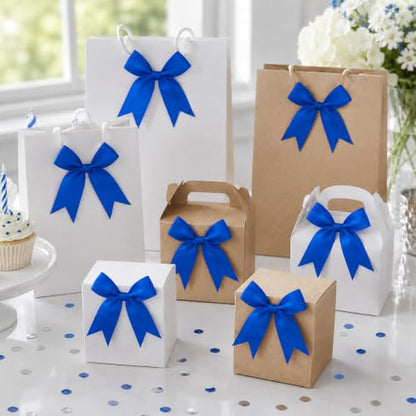 50 Pcs Twist Tie Bows for Treat Bags and Gift Wrapping, Royal Blue - color: Roayal Blue
