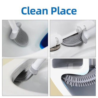 Silicone Toilet Brush,Toilet Bowl Brush,Toilet Brush and Holder Set,Rv Toilet Cleaner Brush Wall Mounted for Bathroom，RV Travel Trailers and Campers