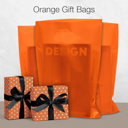 Choice Marts 100 Orange Plastic Bags With Handles 9x12 Merchandise Bags - color: Orange