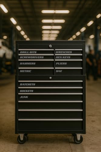 Magnetic Toolbox Labels, 11 Pack, Tool Chest Drawers, USA Made (Gray) - color: Gray