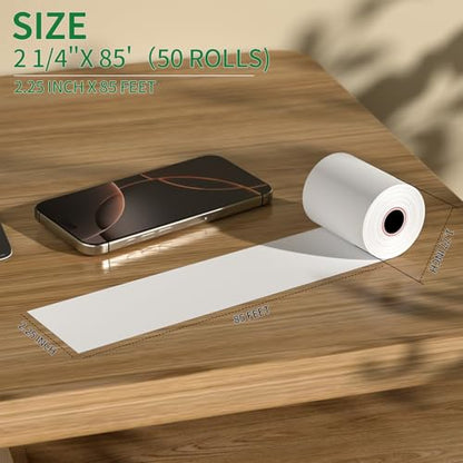 (50 Rolls) 2 1/4" x 85' Thermal Receipt Paper Rolls - size: 2 1/4" x 85', style: 50 Rolls