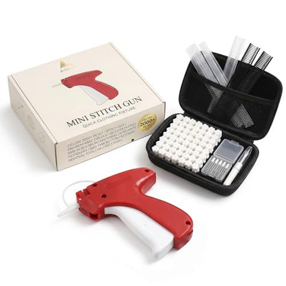 ASEER Micro Stitch Gun No Sew Kit 6 Needles 2000 Fasteners 200 Buttons - color: Red