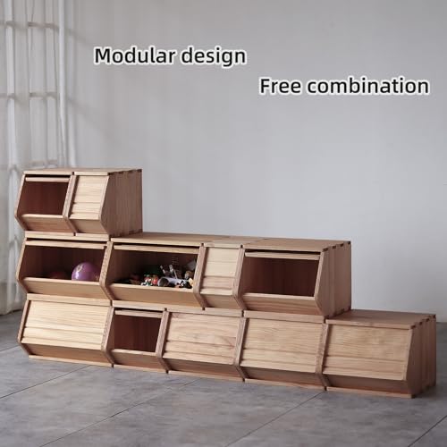 Stackable Solid Wood Storage Chests, Modular Bins with Lids, 7.75"W - size: 15.25"D x 7.75"W x 12.25"H