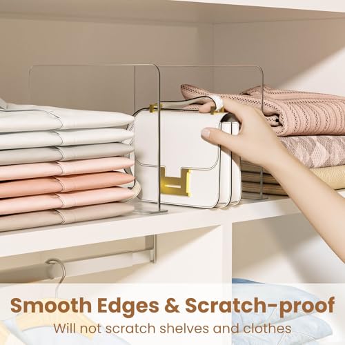 Shelf dividers for Closet Organization: Stable Upright Support - size: 4 Pack