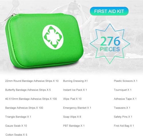 First Aid Kit 276PCS Car Home Camping Essentials Green Emergency Kit - color: Green-276pcs