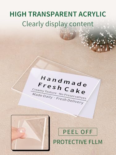 6 Pack Small Acrylic Sign Holder with Wood Base 3.94x2.76 Inch, L-Shape - size: 3.94*2.76