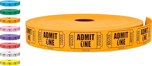 Tacticai 2000 Admit One Raffle Tickets, Single Roll, Orange - color: Orange