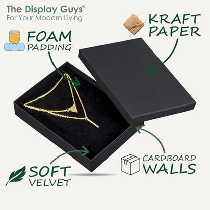 TheDisplayGuys 12-pack Cardboard Gift Boxes w. Velvet Jewelry Insert & Lids - color: Matte Black
