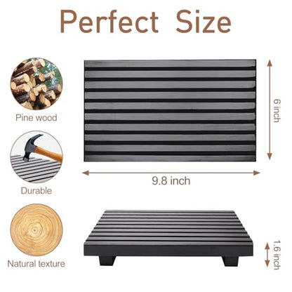 Bathroom Counter Trays Organizer Wooden Display Pedestal Kitchen Soap Dish - color: Black, size: 10x6 inch