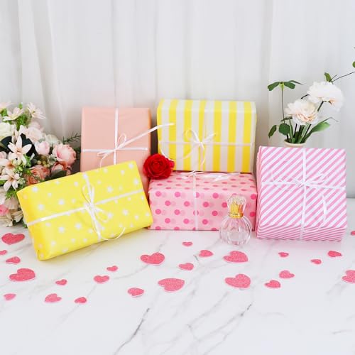 BEISHIDA 100 Sheets Yellow Pink Tissue Paper Bulk for Gift Wrapping Bags - color: yellowpink100