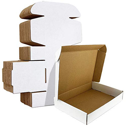 HORLIMER 11x8x2 inches Shipping Boxes Set of 25, White Corrugated Cardboard Box Literature Mailer - size: Select