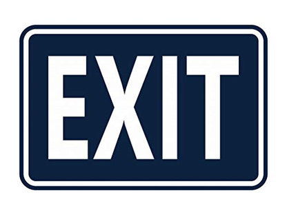 Signs ByLITA Classic Framed Exit Sign (Navy Blue/White) - Small - color: Navy Blue / White, size: 4 x 6" - Small (1 Pack)
