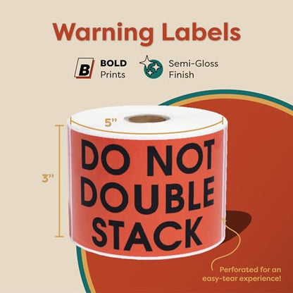 Aegis Adhesives - 3" X 5" Do Not Double Stack Labels (1 Roll, 500/Roll) - color: Red (Do Not Double Stack)