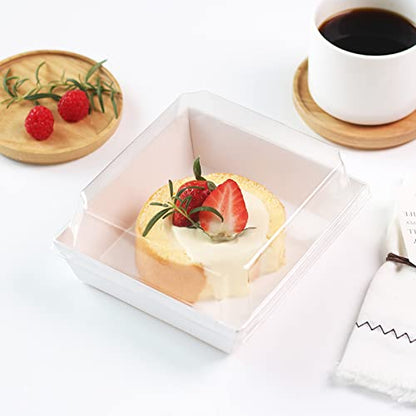 Ocmoiy Charcuterie Boxes with Clear Lids, 5 Inches, 50 Pack, White - color: White