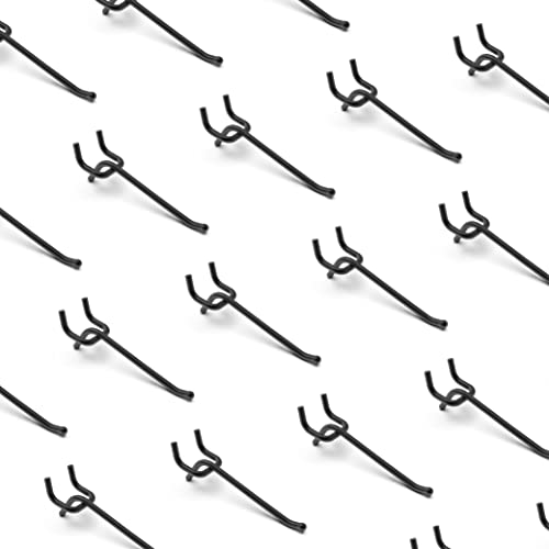 HUHOLE 25 Pack 4 Inch Black Pegboard L Hooks for 1/4 Inch Pegboard - size: 4 Inch