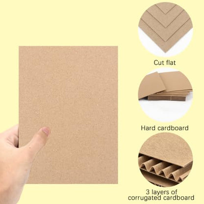 120 Pack Corrugated Cardboard Sheets 8.5 x 11 Inch, Kraft Cardboard Sheets for Crafts, DIY Projects, Art Supplies, Packaging Inserts and Printing - size: cardboard 8.5*11in 120Pcs