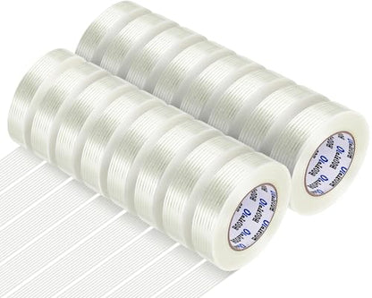 Oleitodh 16 Rolls Strapping Tape 1 Inch x 60 Yards 5.5 Mil Fiberglass Tape - size: 1in x 60Yds