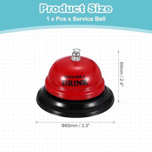 PATIKIL Desk Bell, 3.3" Service Call Bell Ringing, Drink, Bright Red - color: Bright Red(drink)
