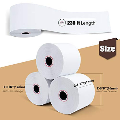 2 1/4" x 230' Credit Card Thermal Receipt Paper 50 Rolls - size: 2-1/4" x 230', style: 50 Rolls