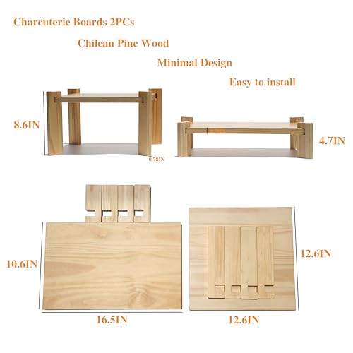 2pack Wooden Display Risers, Wood Charcuterie Boards, Table Risers for Display, Food Display Risers for Party,Easy to Install Anywhere，Suitable for Queuing, Kitchens, Restaurants, Etc