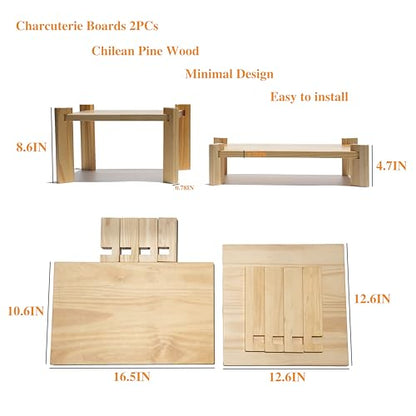 2pack Wooden Display Risers, Wood Charcuterie Boards, Table Risers for Display, Food Display Risers for Party,Easy to Install Anywhere，Suitable for Queuing, Kitchens, Restaurants, Etc