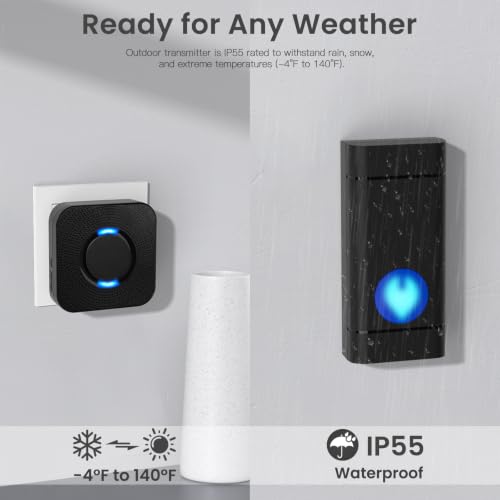 Wireless Doorbells for Home, PHYSEN Waterproof Door Chime Kit for Classroom - size: 2 Buttons + 4 Receivers
