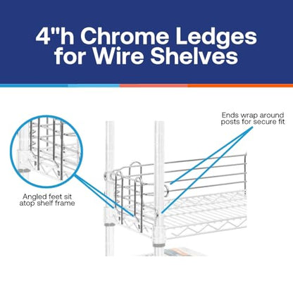 Shelving Inc. 24" w Chrome-Plated Steel Ledge for Wire Shelving, 4 Count - size: 24"l x 5"h