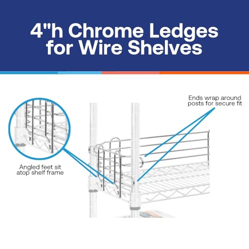 Shelving Inc. 60" w Chrome-Plated Steel Ledge for Wire Shelving, 4 Count - size: 60"l x 5"h