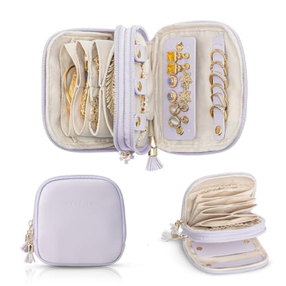 VLANDO 2-Layer Jewelry Organizer for Travel,Rings,Earrings,Necklaces - color: Mist Purple