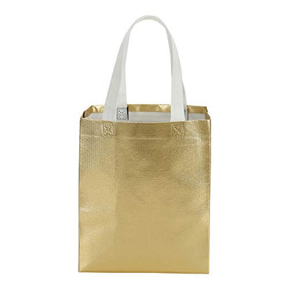 Tosnail 40 Pack 10 x 8 Inch Glossy Gold Reusable Grocery Bags Shopping Tote Bag with Handle Present Bag Gift Bag for Weddings, Birthdays, Party, Event - Gold - color: Gold