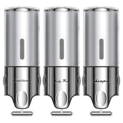 EXIN DECHEN Shampoo and Conditioner Dispenser(Triple x 16.9 oz,Silver) - color: Silver