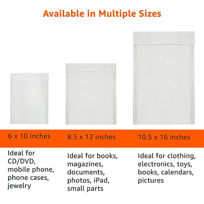 Amazon Basics Poly Bubble Mailer, 8.5" x 12" (Internal Size 8.25" x 11"), Self-Seal, 100-Pack, White/Grey - style: 8.5" x 12"
