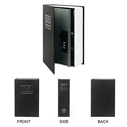 Small Sized Diversion Book Safe Storage Box, Dictionary Secret Safe Can with Security Combination Lock/Key, Diversion Book Hidden Safe (Combination, Black dictionary) - style: Black dictionary-Combination