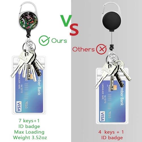 Piefly Lanyards for Id Badges, Teacher Card Holder Retractable Reel Flowers - color: Flower