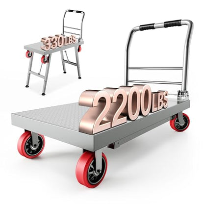 Lomive 2IN1 43"×24" Foldable Platform Truck, Portable Ladder Platform