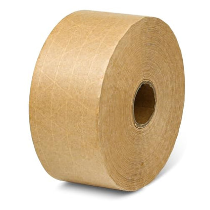 Water-Activated Kraft Paper Reinforced Tape, 1-Pack, 2.75 inches x 380 feet, for Heavy-Duty Secure Packaging and Shipping, Environmentally Friendly and Biodegradable