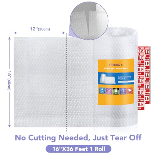 Fuxury Bubble Cushioning Wrap 1 Pack 16 inch x 36 ft.