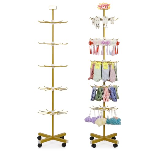 5 Tier Retail Display Stand Store Display Rack, Gold - color: Gold