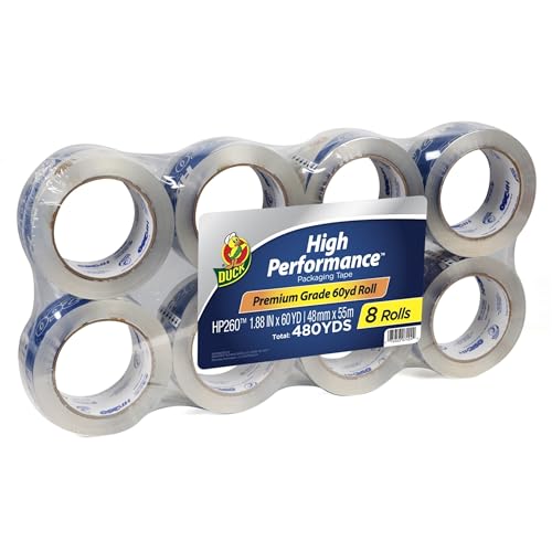 Duck Brand High Performance Packaging Tape Refills, 2" Wide, Clear, 8 Rolls - size: 8 Rolls, style: Refill