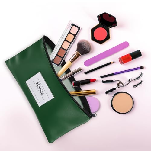 PATIKIL 11x6 Money Bank Deposit Bag with Zipper, 6 Pcs Leatherette Coin Check Wallet Pen Pouch Bag with Clear Window for Office Travel, Dark Green - color: Dark Green