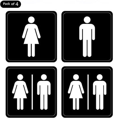 dealzEpic - Men and Women Restroom Sign Stickers - Self Adhesive Peel and Stick Decals - color: Restroom Signs (Black)