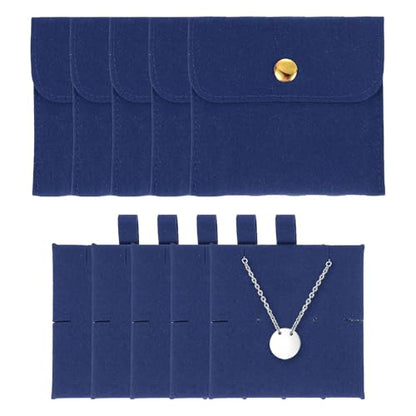 uxcell 5 Pcs Microfiber Jewelry Pouches with Insert Pad, 8 x 8cm Snap Button Jewelry Velvet Gift Bags Organizer for Rings Necklace Bracelet, Navy Blue - color: Dark Blue