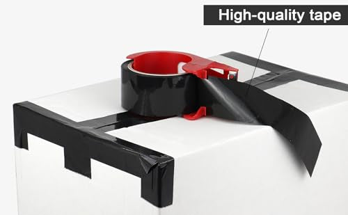 BOMEI PACK 3 Rolls Black Heavy Duty Packing Tape with red Dispenser, Packaging Tape 1.88 Inches x 55Yards, 2.5mil Industrial Shipping Tape for Moving Shipping, Office & Storage - color: black