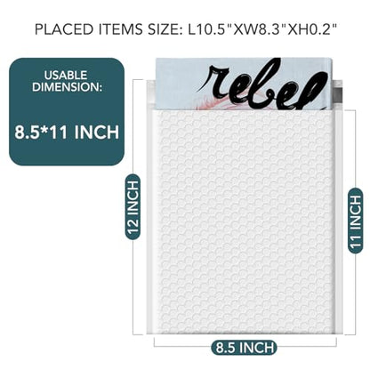 METRONIC Bubble Mailers 8.5x12" Padded Envelopes White 25 Pack Self Seal - color: White, size: 8.5x12" 25 pc