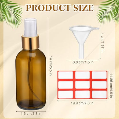 Fumete 2 Pack Glass Spray Bottles 4oz,Amber, Golden Top,Mist Bottle - color: Amber, Golden Top, style: Mist Bottle