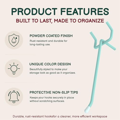 50-Pack Blue Pegboard Hooks 4 Inch - Fits 1/8 and 1/4 Inch Boards - color: Blue, size: 4 Inch