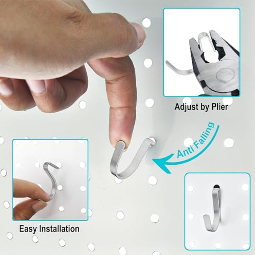 Pegboard J Hooks Silver 40pcs Peg Board Metal Tool Hangers for Garage Craft - style: 40pcs Silver J Hooks